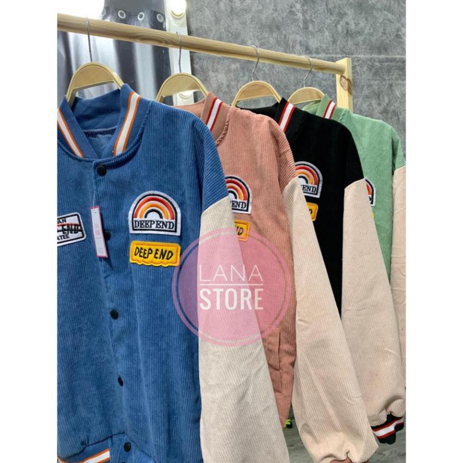 Áo Khoác Bomber Nhung Gân Phối Màu Cực Xinh duyên dáng việt