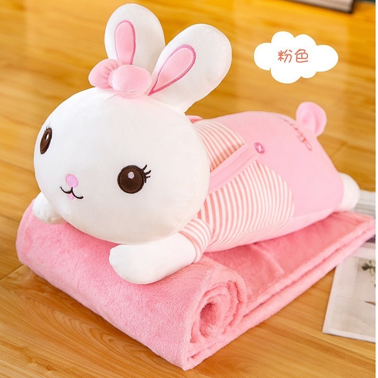 Bộ chăn gối văn phòng hình thú Chăn gối 2 in 1 Gấu bông hình thỏ đáng yêu vừa có gối vừa có chăn ❤️ 𝗚𝗜𝗔𝗗𝗨𝗡𝗚𝗛𝗔𝗡𝗢𝗜𝟯𝟵 ❤️