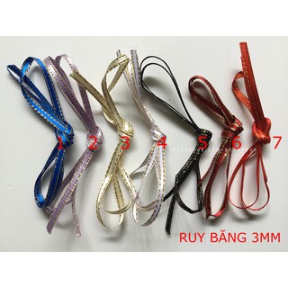 (5mét) ruy băng lụa viền kim tuyến 3mm [nguyên liệu thủ công, phụ liệu handmade]