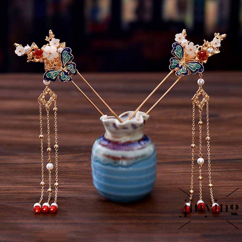 GETNOIVAS Bộ Phụ Kiện Trang Trí Tóc Phong Cách Cổ Trang Trung Hoa Tiện Dụng