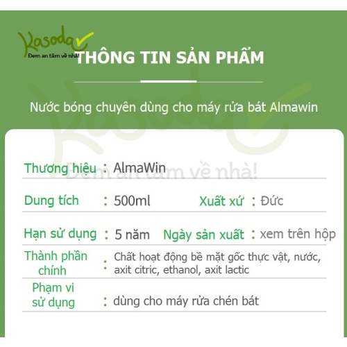 Nước làm bóng almawin 500ml dùng cho máy rửa bát máy rửa chén - ảnh sản phẩm 5