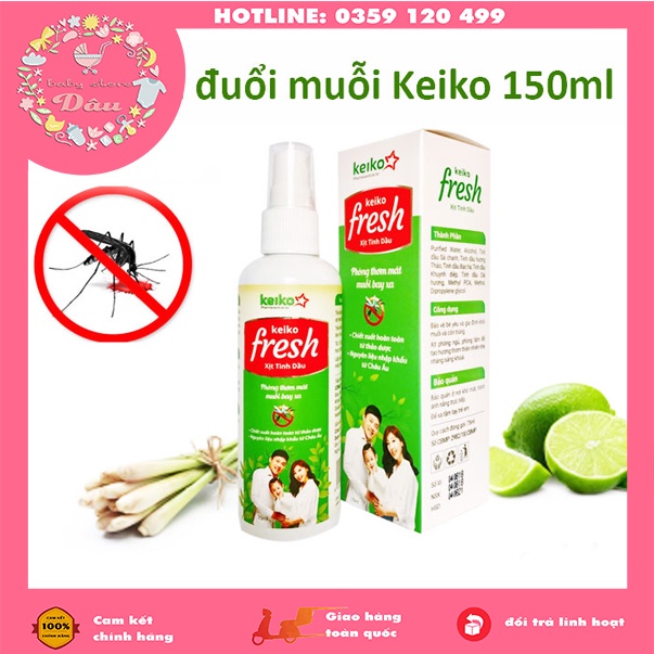 Xịt muỗi tinh dầu chanh xả cho bé KEIKO 150ml an toàn cho bé - chống muỗi đốt côn trùng cắn