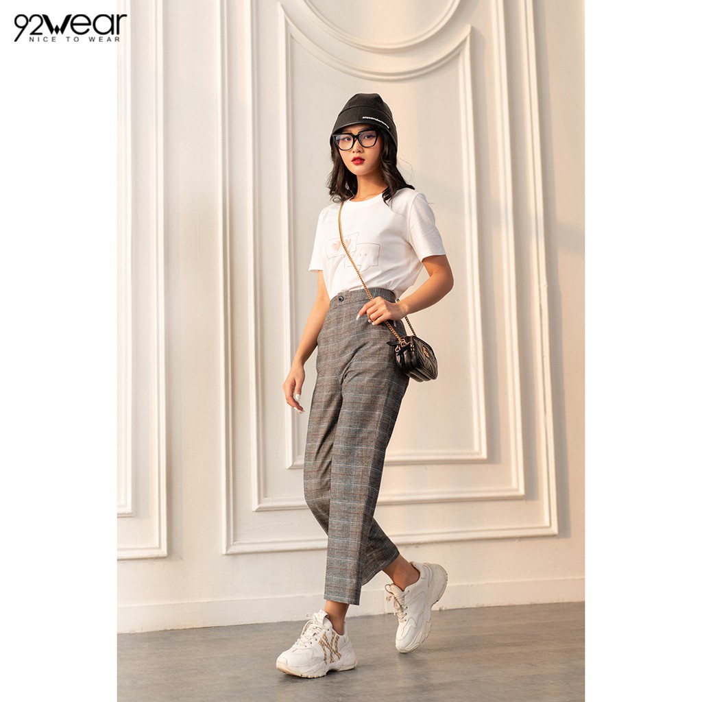 Quần baggy nữ công sở 92WEAR đủ màu, đủ size, ống suông 2 túi chéo QAW0827