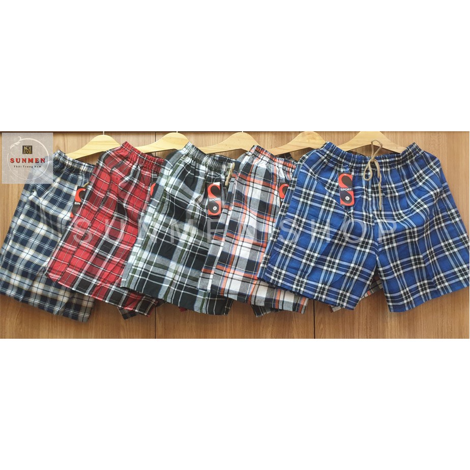 [HCM]Quần Đùi Nam Kaki Thô Ngắn Kẻ Sọc Caro Có Túi Bên SUNMEN QĐN001,phù hợp mặc ở nhà,tập thể thao,thoáng mát