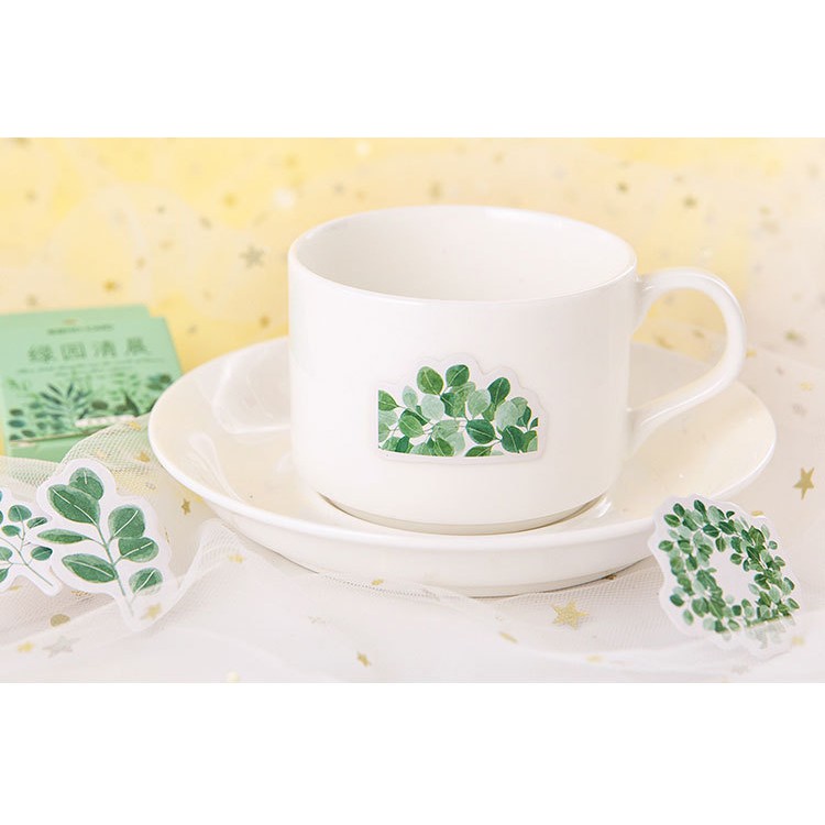 Hộp 45 miếng sticker mẫu cành lá cây xanh