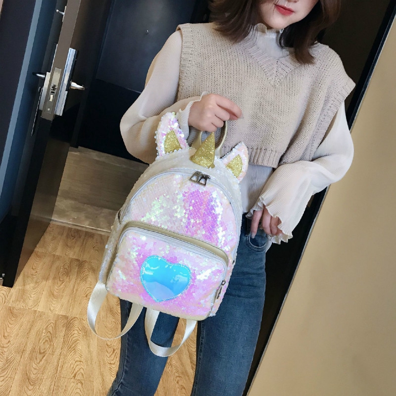 Glitter Gold silver Sequin Unicorn Backpack