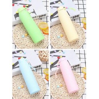 Bình nước pastel có sọc kẻ 300ml BN35 giữ nhiệt thuỷ tinh bọc nhựa