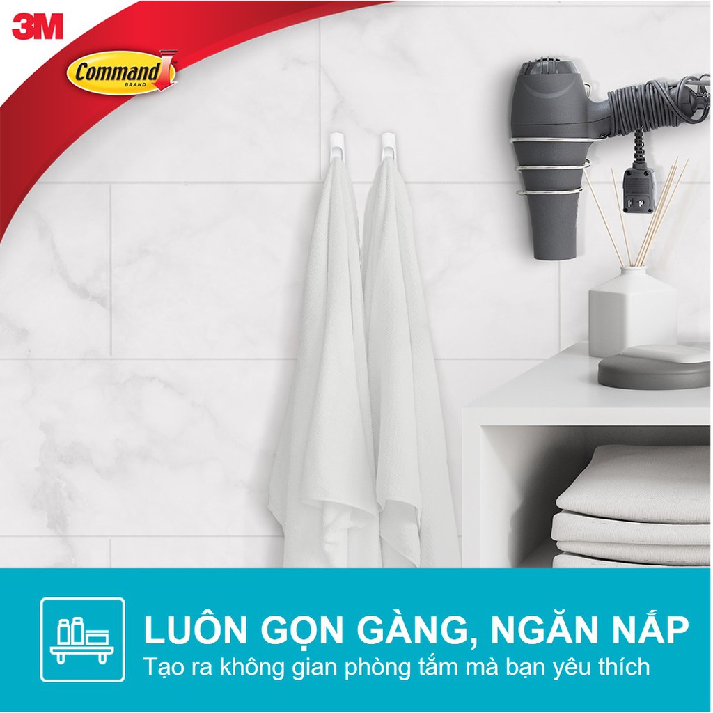 Móc dán tường chống thấm nước Command 3M vỉ 2 cái cỡ vừa chịu lực 1.3kg - 17001B