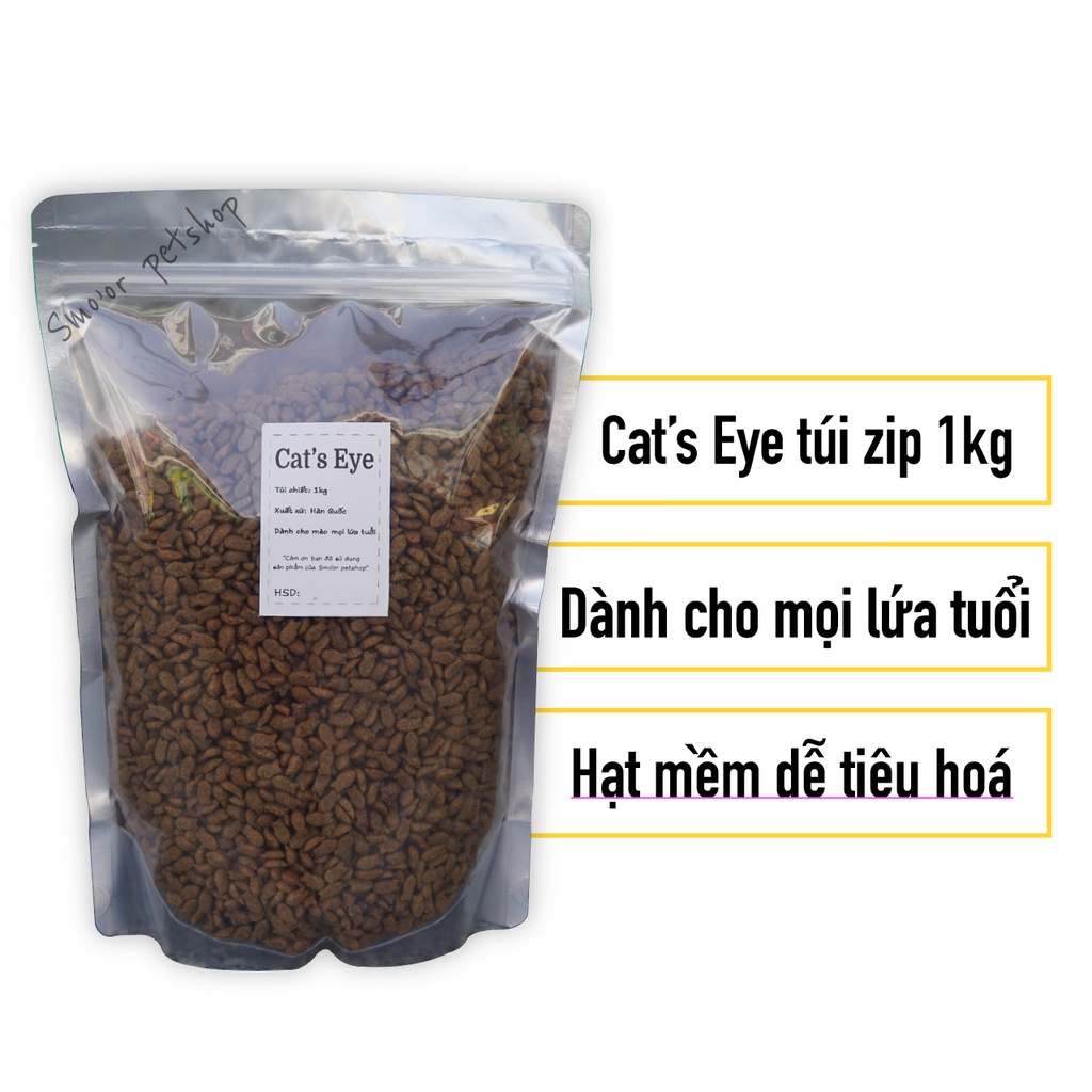 Thức ăn hạt cho mèo CATSEYE 1kg - Túi zip