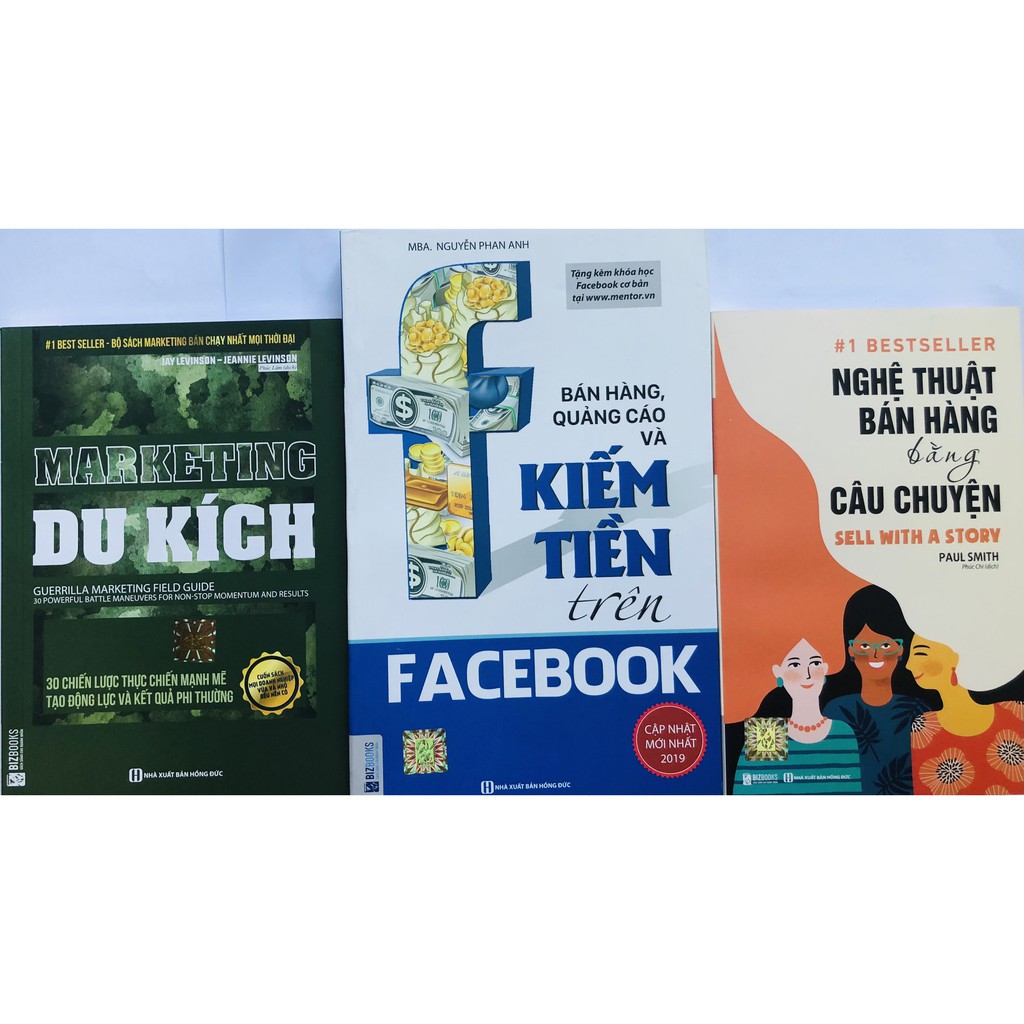 Sách - Combo Marketing Du Kích + Bán Hàng Quảng Cáo Và Kiếm Tiền Trên Facebook + Nghệ Thuật Bán Hàng Bằng Câu Chuyện