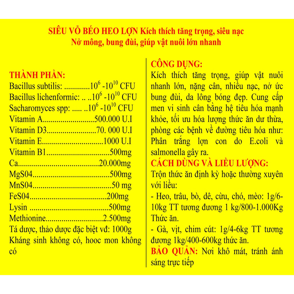 1 gói 200g Siêu vỗ béo lợn, Chó, mèo