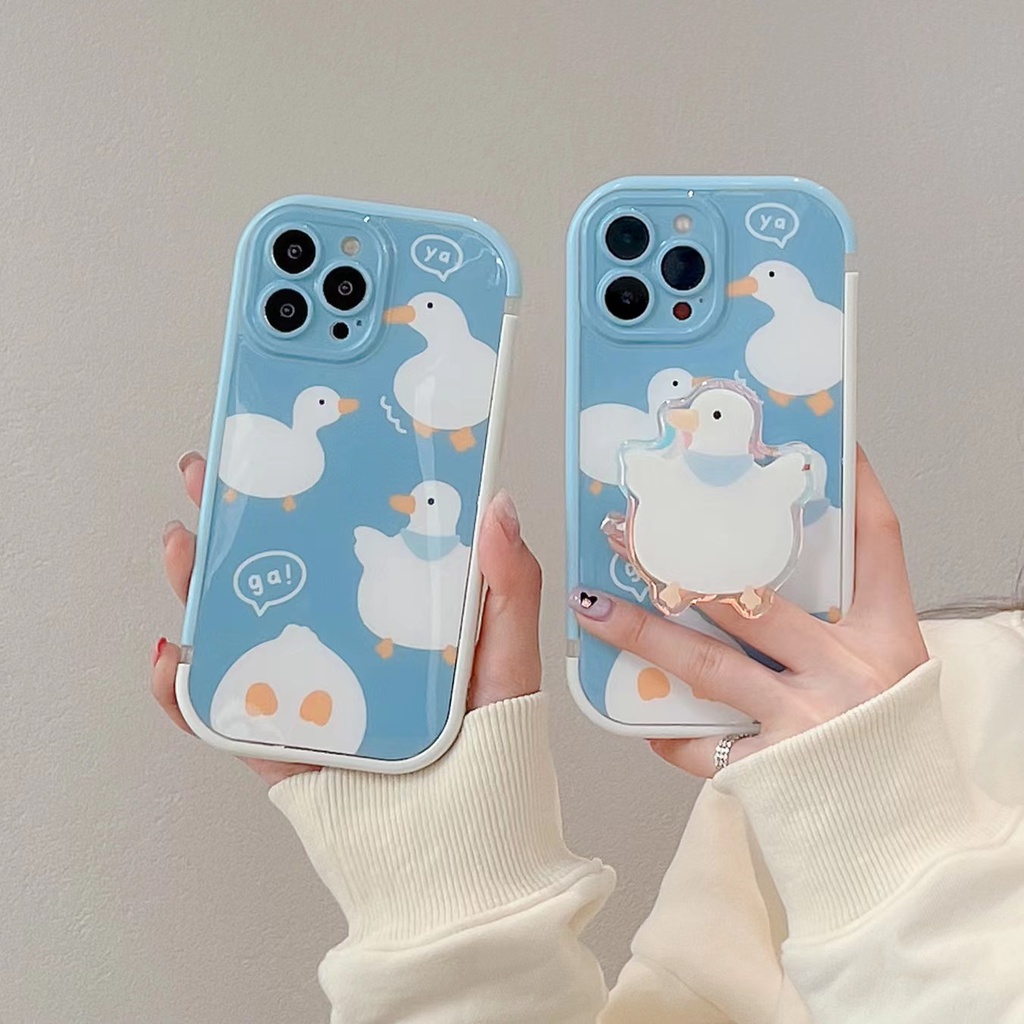 Ốp Điện Thoại tpu Mềm Có Giá Đỡ Hình Chú Vịt Cho iphone 13 pro max 12 pro max 11 pro max xsmax