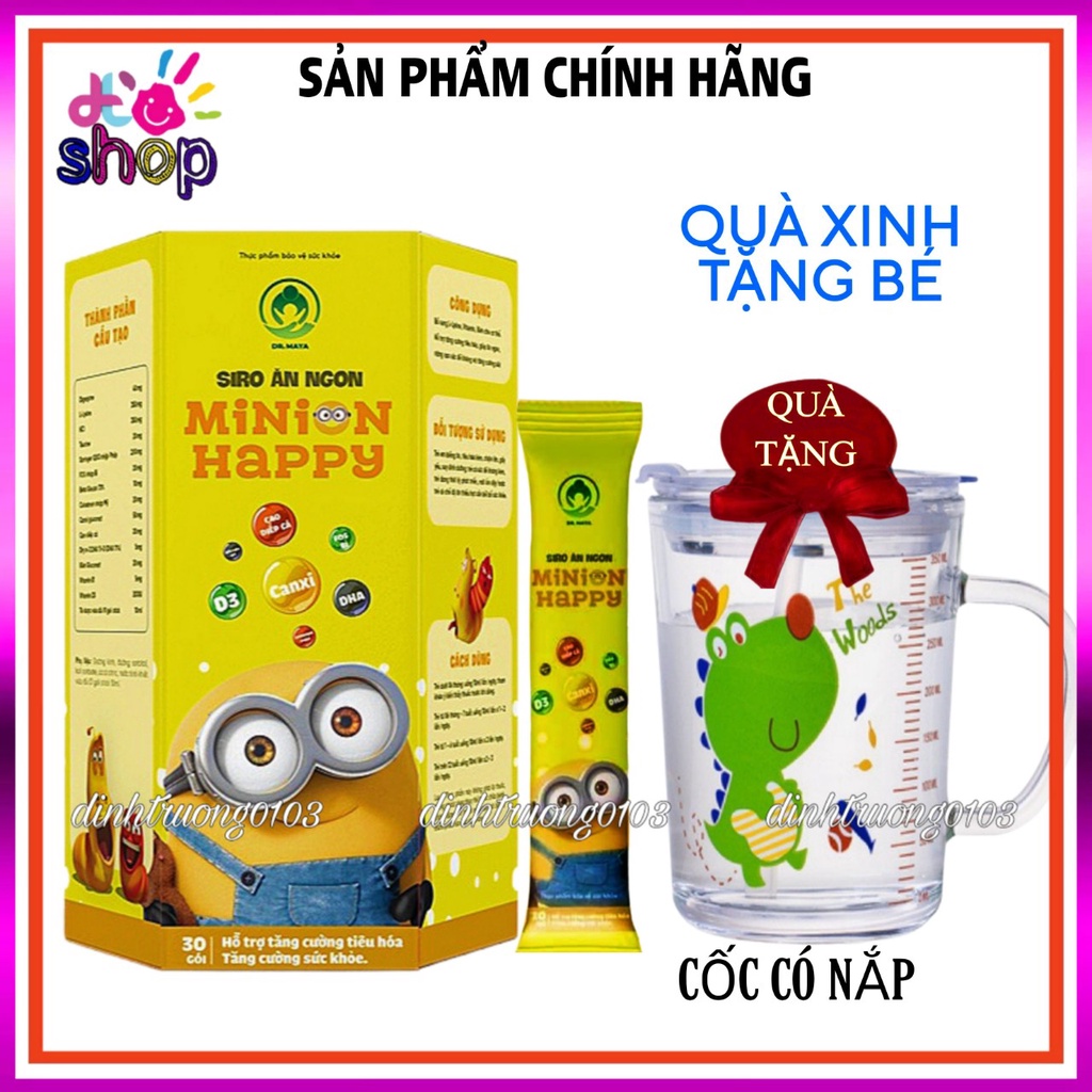 Siro ăn ngon Minion Happy (hộp 30gói) hổ trợ tiêu hoá tốt, giúp bé ăn ngon, tăng cân, chống suy dinh dưỡng tặng ô tô