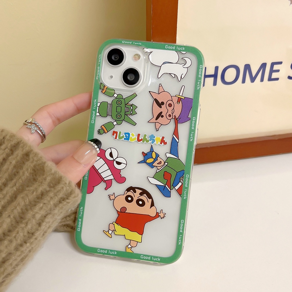Samsung Galaxy S22 S20 S21 FE 5G Note 10 Lite S10 Plus 20 Ultra A53 A33 A23 A13 A73 M23 M51 M52 4G 5 Clear Cartoon Crayon Shin-chan family superman Tpu Airbag Shockproof Soft Phone Case 1HLE 37