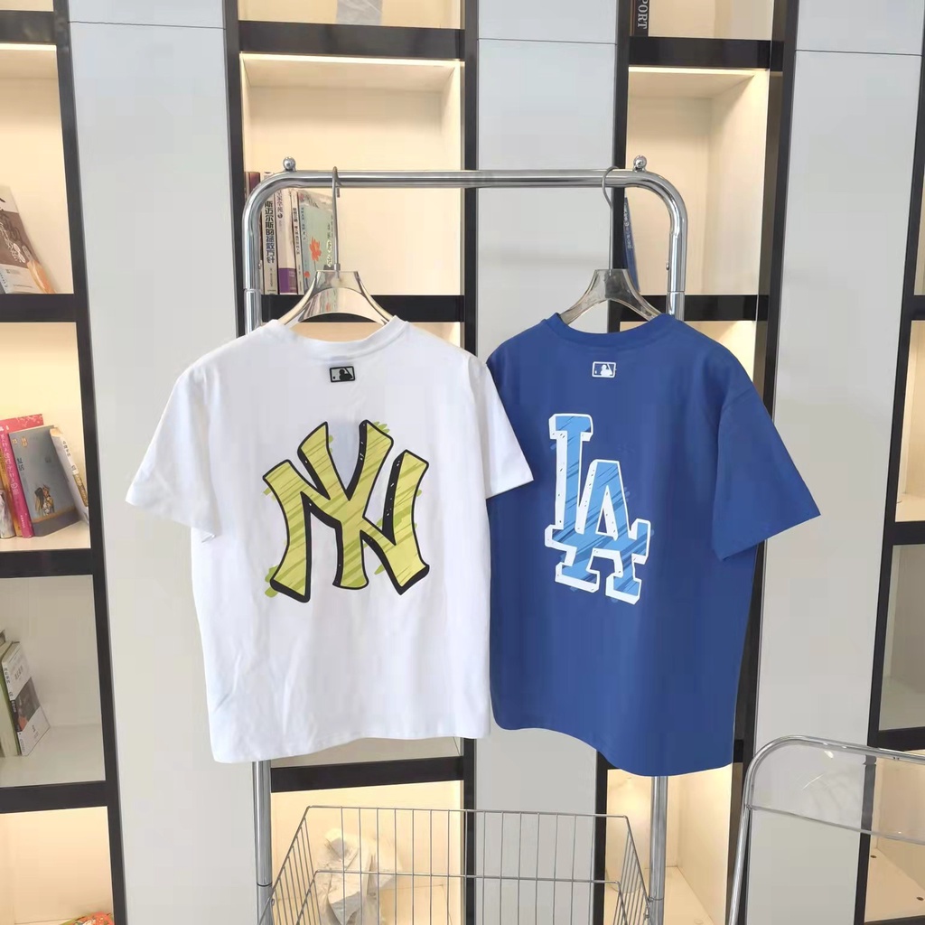 Áo Thun Tay Ngắn Cổ Tròn In LOGO Mlb Thời Trang Cho Cặp Đôi