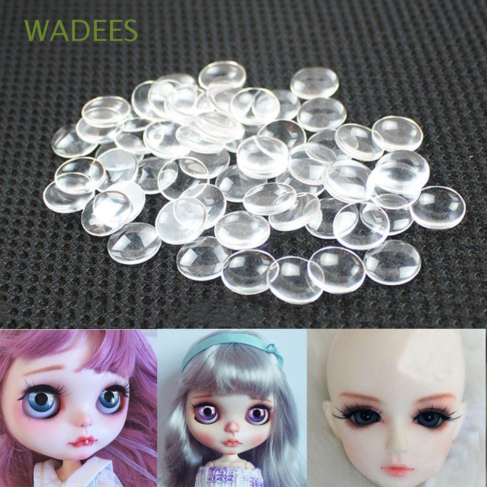 WADEES Jewelry Making Glass Eye Chips Dolls Accessories Blyth Doll Eyes Glass Doll Eyes Doll Eyeballs DIY Crafts 14mm 20Pcs Round Clear Glass Doll Eye Patch