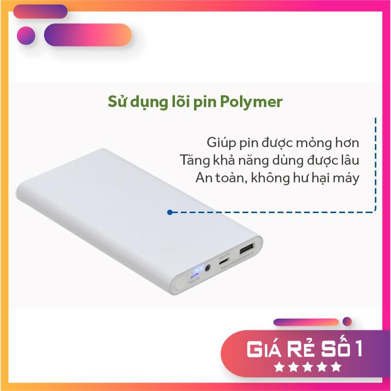 Pin sạc dự phòng siêu mỏng, vỏ kim loại, dung lượng khủng MI 10600mah