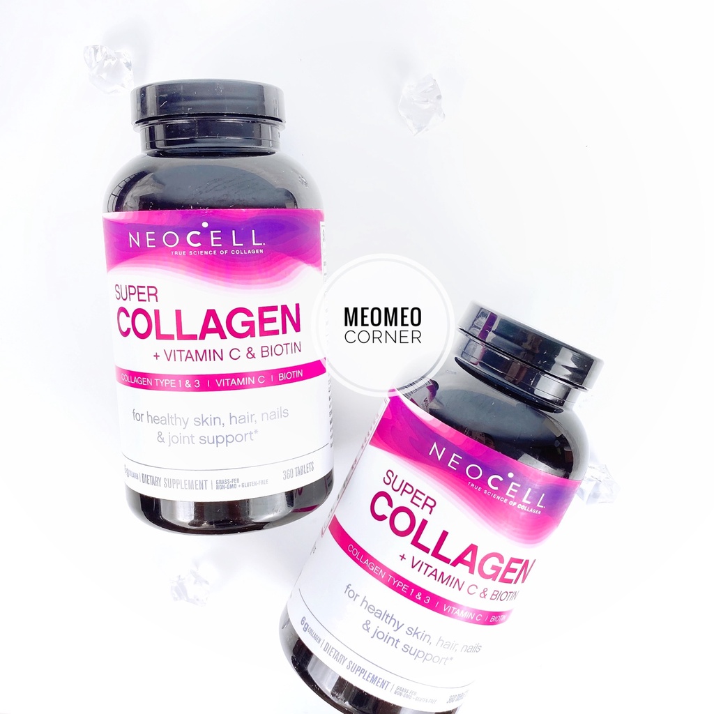 [ Mẫu mới ] Viên uống đẹp da tóc và móng NeoCell Super Collagen + C &amp; Biotin của Mỹ 1000mg 360 viên