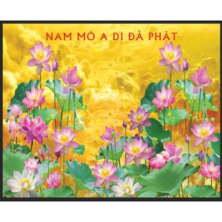 tranh dán phòng thờ, bàn thờ hoa sen