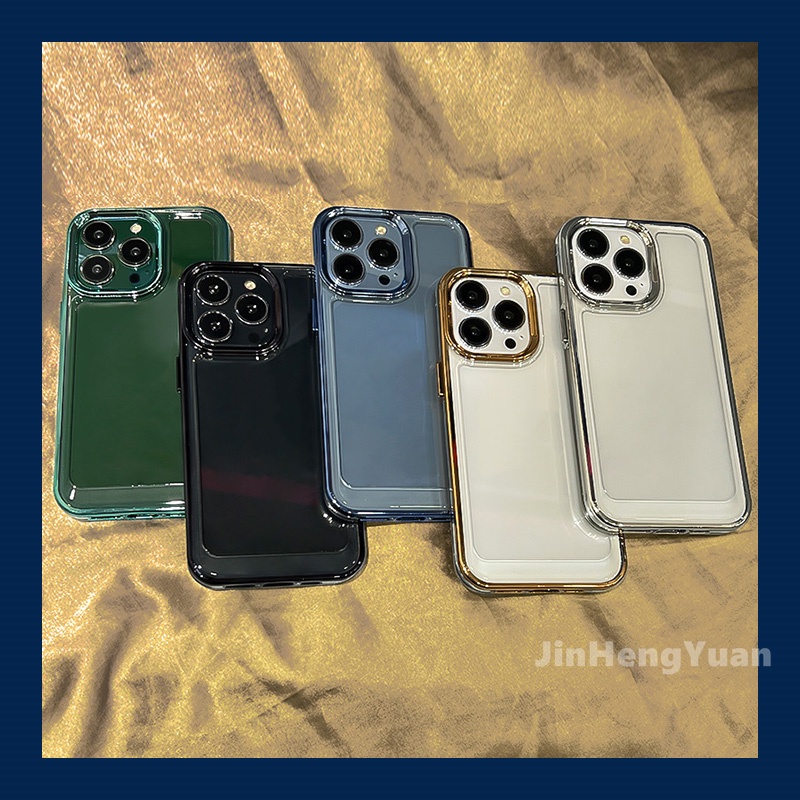 Ốp Điện Thoại Acrylic Cứng Trong Suốt Chống Sốc Viền Mạ Sang Trọng Cho IPhone 13 12 11 Pro Max X XS XR