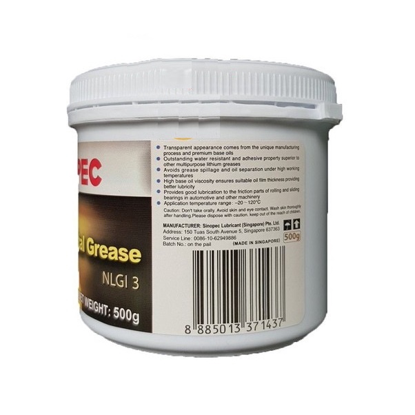 Sinopec Crystal Grease NLGI 3 500GR