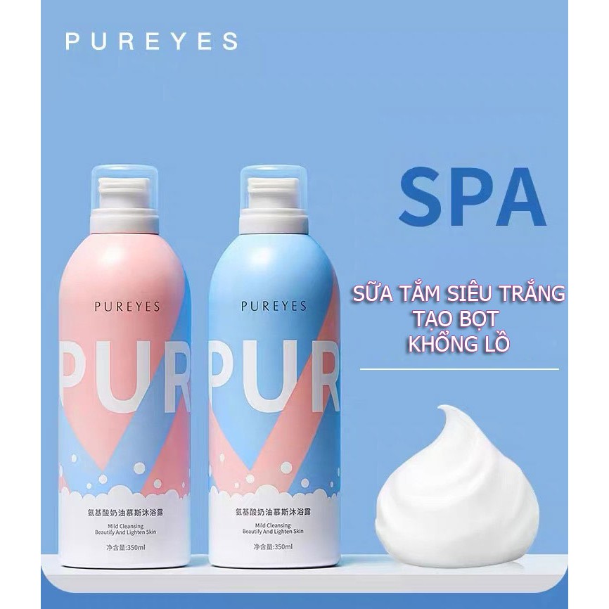 Sữa Tắm Trắng Da Tạo Bọt Pureyes vịt hóa thiên nga sau 30s