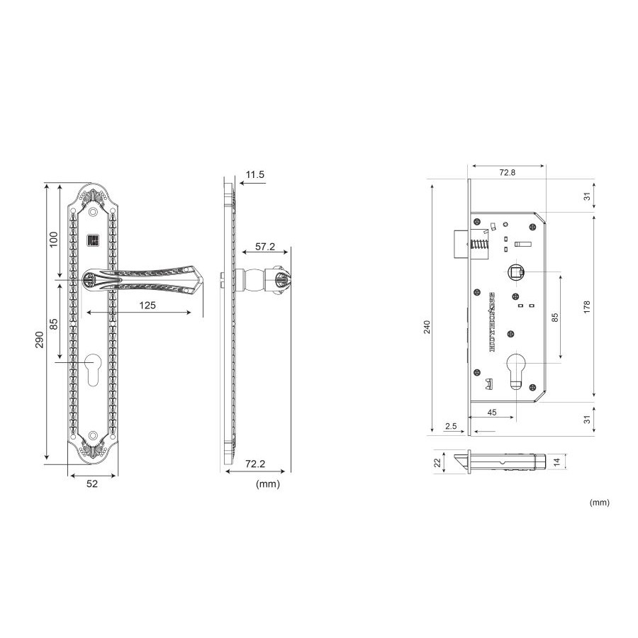 [CHÍNH HÃNG] Khóa tay nắm HC 8561 Huy Hoàng thiết kế phong cách cổ điển, thích hợp sử dụng cho cửa gỗ cao cấp, lớn