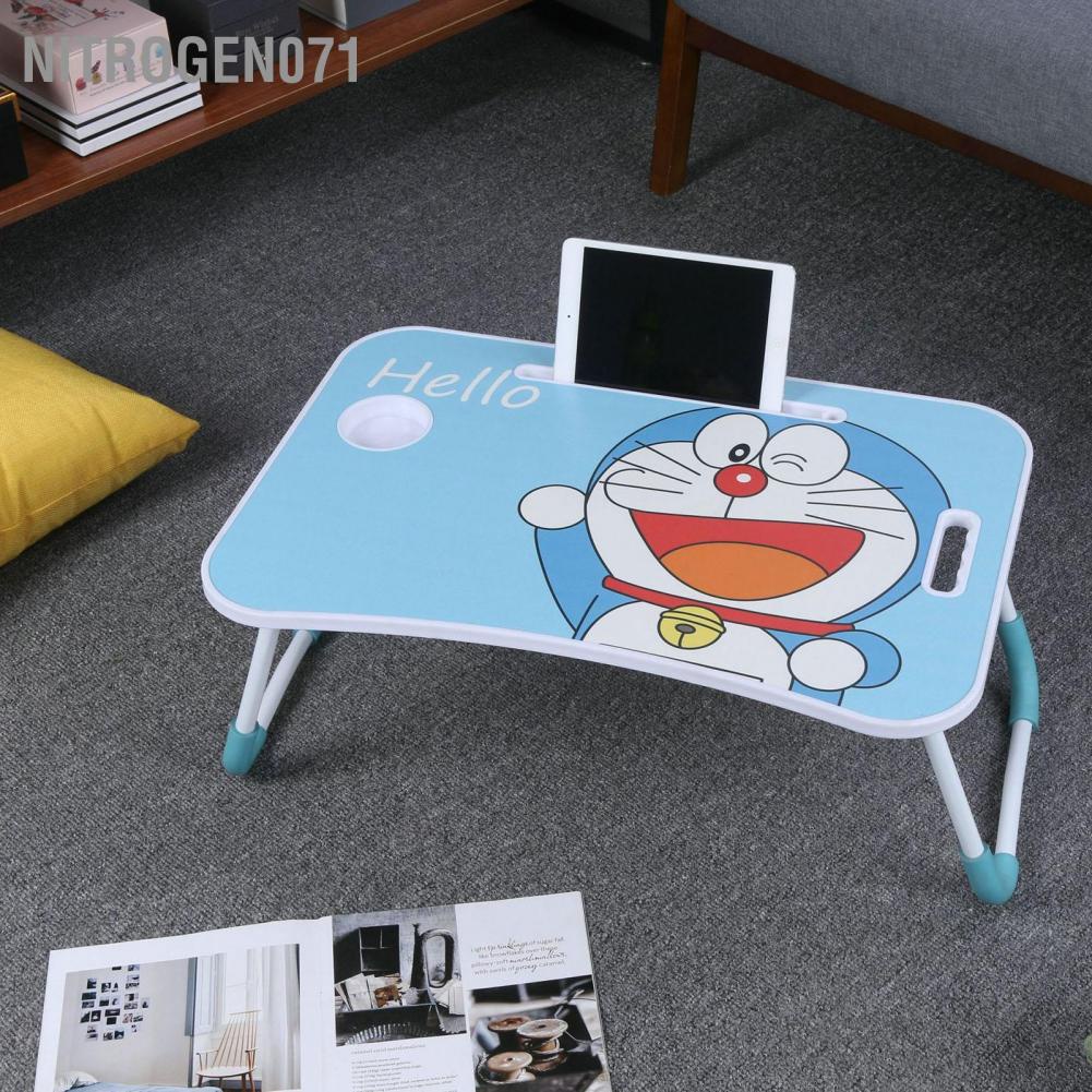 Nitrogen071 Bed Table Folding Cartoon Sofa Study Desk with Drawer Cup Holder Phone Stand for Laptop Bedroom Dormitory