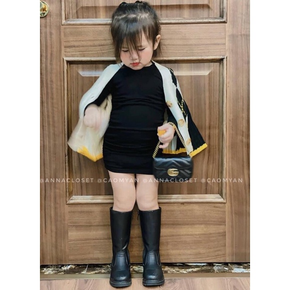 Đầm body nhún eo cho bé