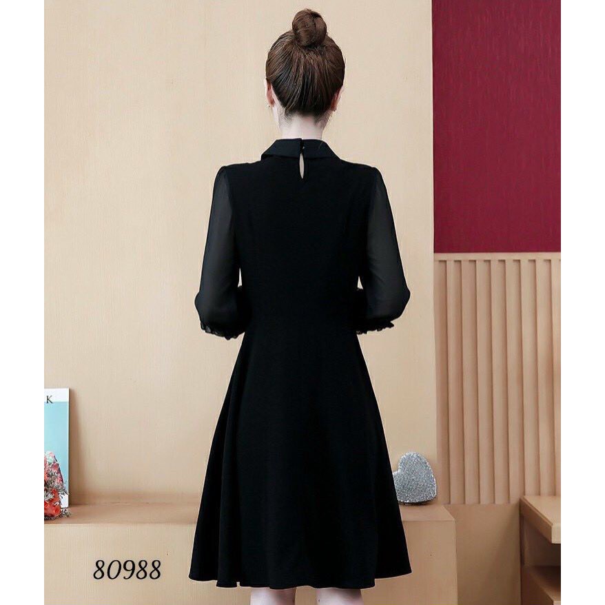 ĐẦM XÒE CÔNG SỞ DÀI TAY ĐÍNH NƠ DỄ THƯƠNG - D14
