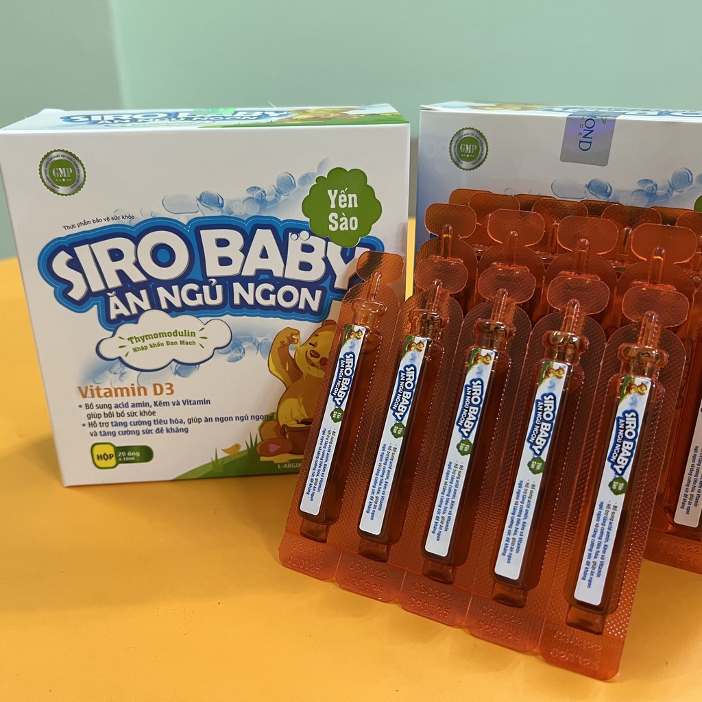 SIRO BABY ĂN NGỦ NGON YẾN SÀO 10ML 20 ỐNG CUNG CẤP D3 ACID AMIN VÀ KẼM VỊ NGỌT DỄ DÙNG BÉ THÍCH