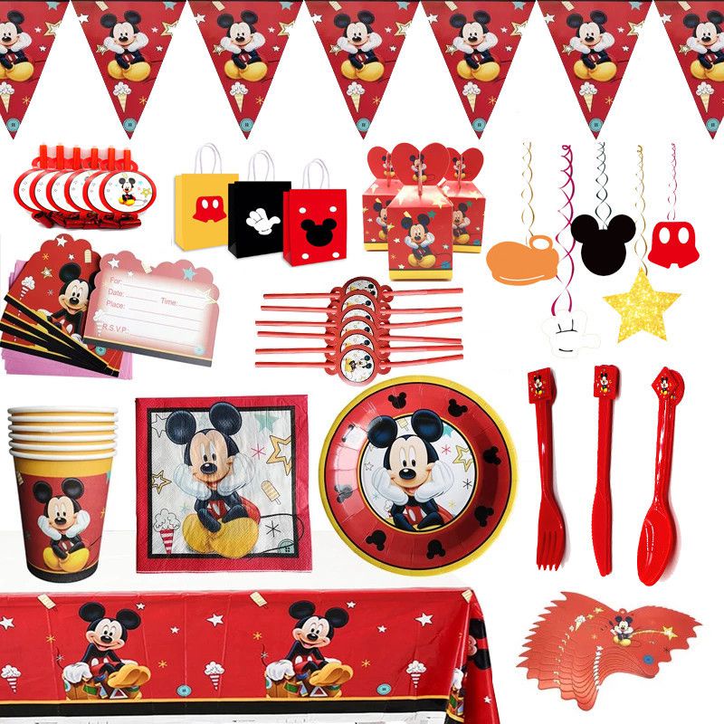 Bộ Phụ Kiện Trang Trí Tiệc Sinh Nhật Chủ Đề Chuột Mickey