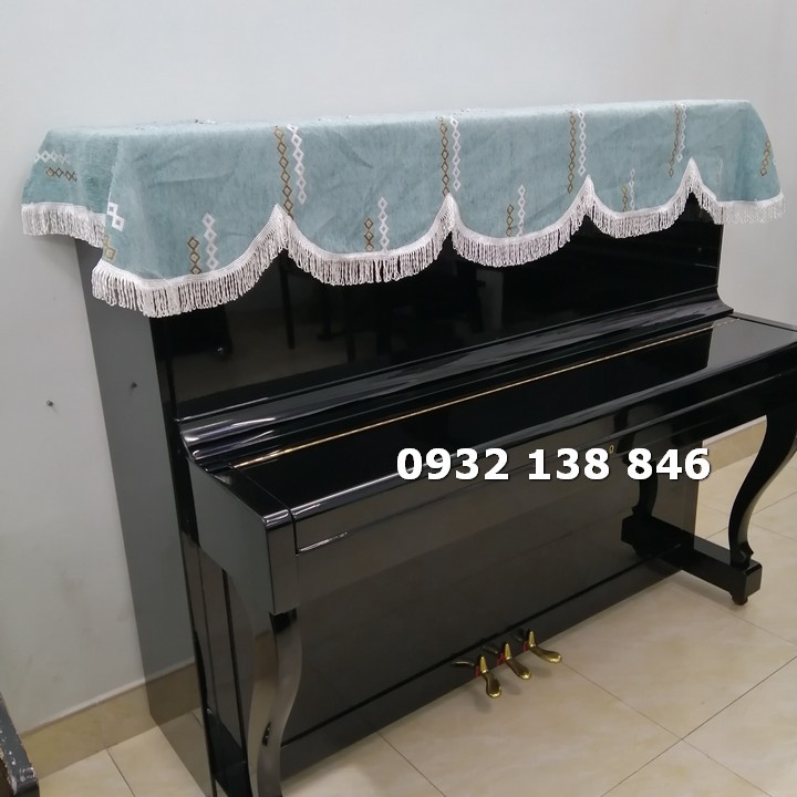 KHĂN PHỦ ĐÀN PIANO CƠ ĐẸP SANG TRỌNG MÀU XANH HÌNH THOI HIỆN ĐẠI