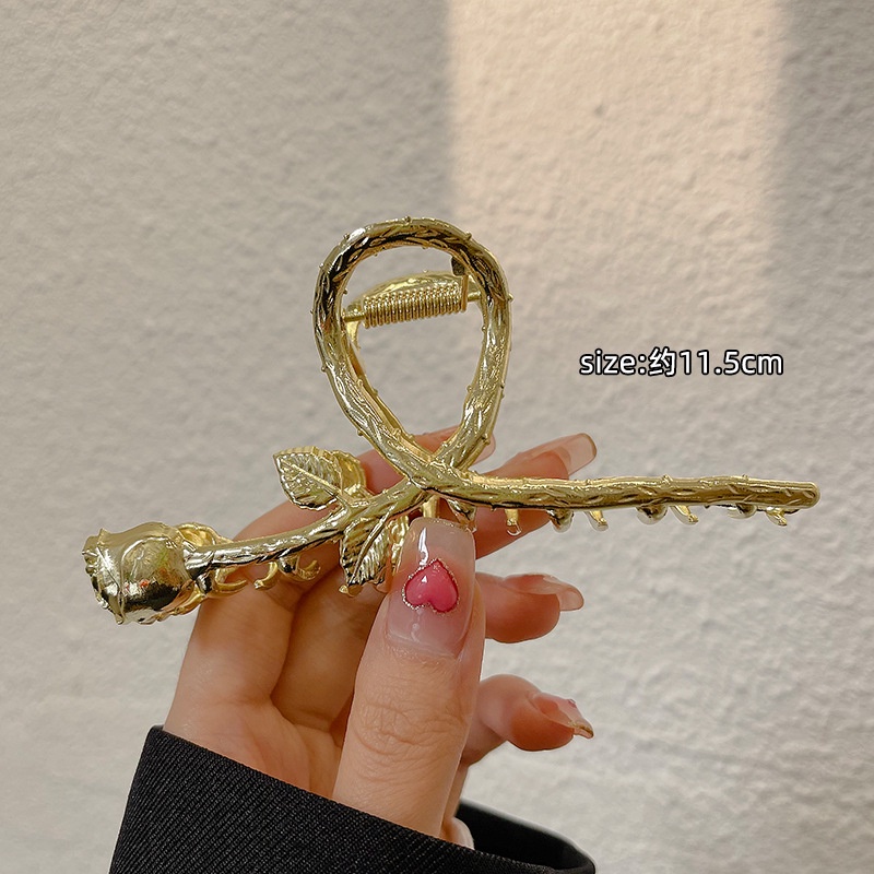 Korean Style Women's Fashion Large Rose Metal Hair Clips