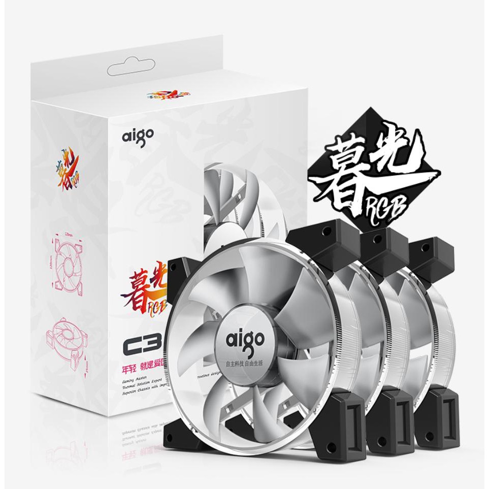 Fan Case Aigo C3 Pro RGB 12cm Kit 3 Fan (Hub + Remote)