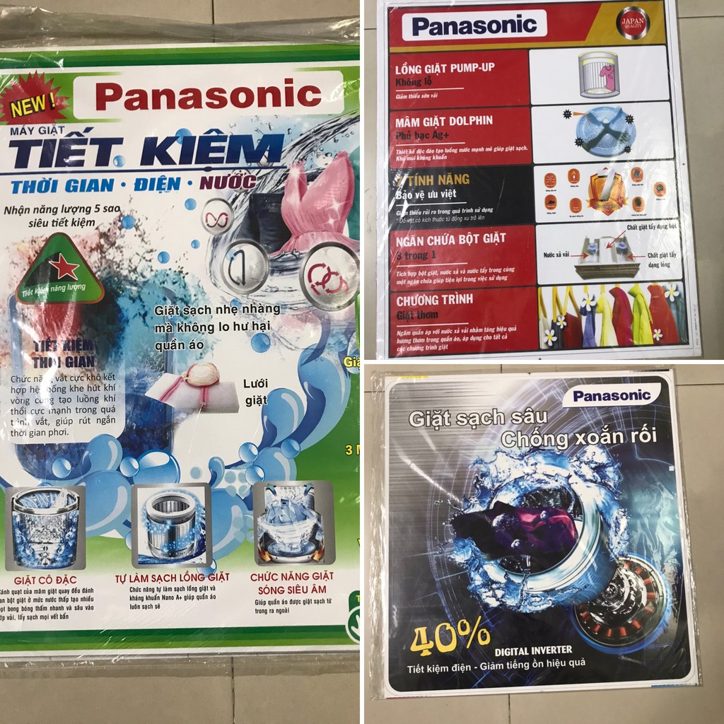 Combo 10 tem dán máy giặt Panasonic/ Combo 10 miếng dán máy giặt Panasonic