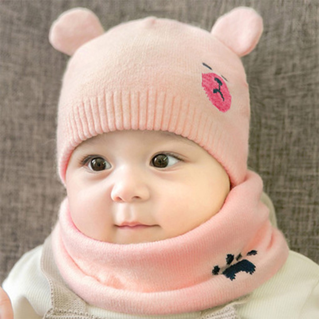 Mũ trùm đầu cotton ấm áp dễ thương cho bé