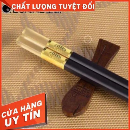 Đũa Mạ Vàng Khảm Hổ Phách Cao Cấp Dài 27CM (1 Hộp 10 Đôi) - K54