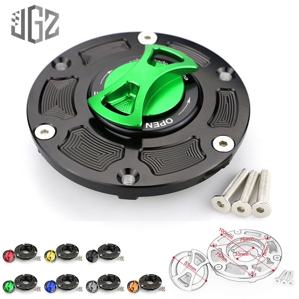 Nắp bình xăng không cần chìa khóa bằng nhôm CNC cho Kawasaki Ninja250 NINJA300 Z250 Z300 NINJA250SL Z250SL