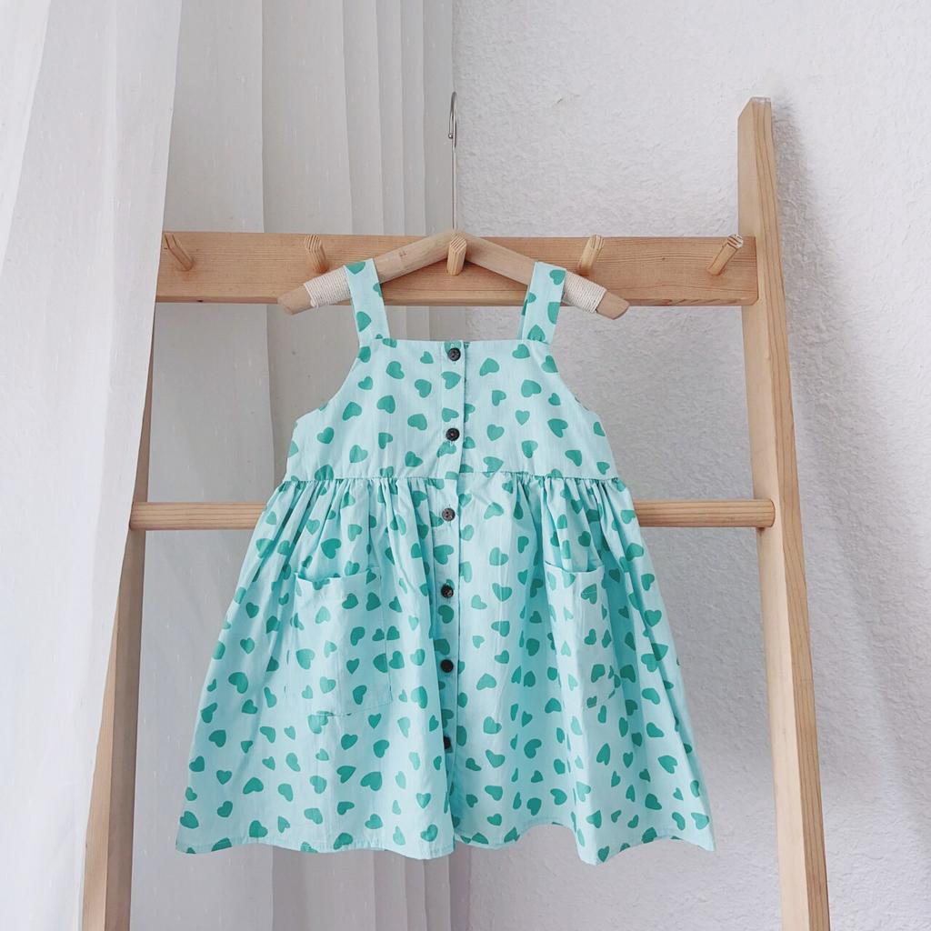 Váy hai dây hoa thô mềm mát nhà mộc baby v57