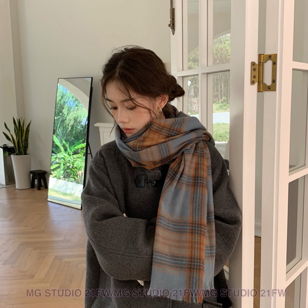 Khăn choàng cổ MG STUDIO vải giả cashmere họa tiết caro