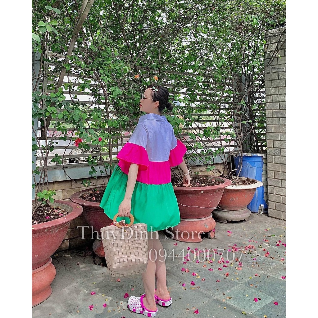 Set Bộ Đồ Nữ Áo Sơ Mi Phối Màu + Quần Đùi Đi Chơi Đi Dạo Phố