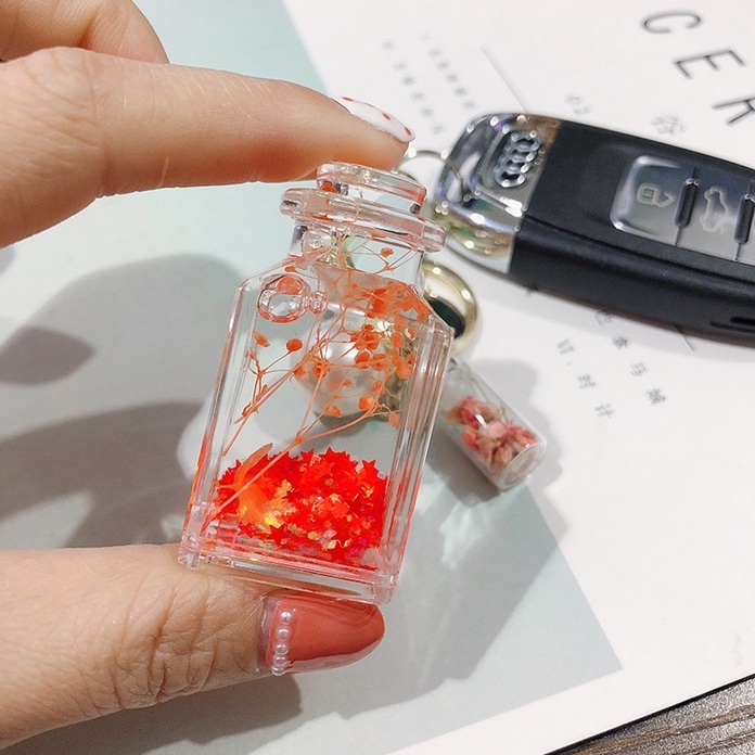 Móc Khóa Hình Chai Nước Hoa Kim Tuyến Lấp Lánh