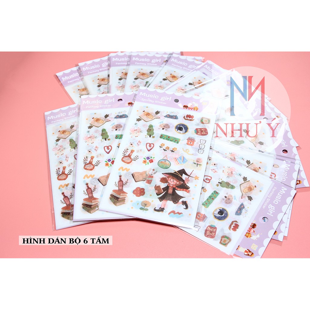 Sticker HÌNH DÁN BỘ 6 TẤM - PHụ kiện Hani