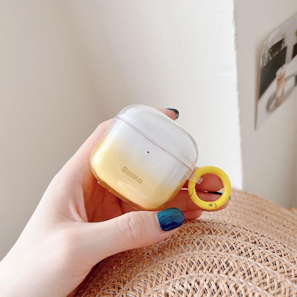 Vỏ Bảo Vệ Hộp Sạc Tai Nghe Không Dây Baseus Bowie E3 TWS Bằng Silicon TPU Mềm Trong Suốt Chống Sốc Chống Rơi Kèm Móc Treo