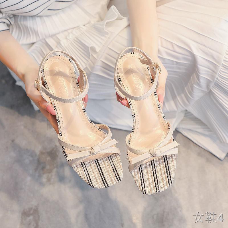 Sandal Nữ Thời Trang Chính hãng Da Zi Ni Giày cao gót trẻ em Hàng trăm dày với dép cổ tích mùa hè mặc 2021 MỚI5