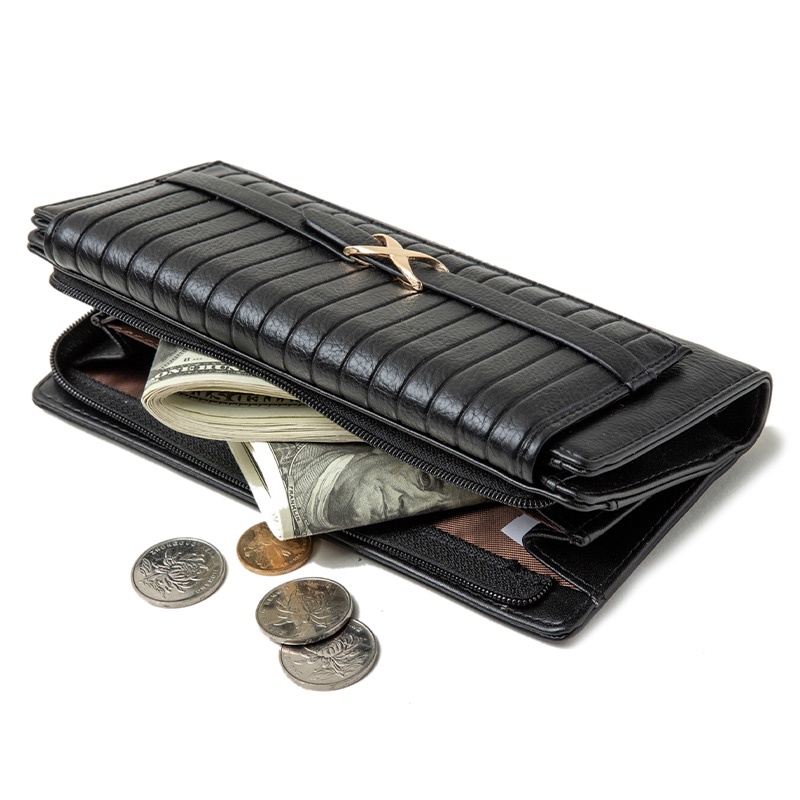 Ví Da PU Dáng Dài Thiết Kế Trẻ Trung Hợp Thời Trang Cho Bạn Gái