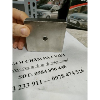 Nam châm cứu hộ 100x100x25 có lỗ bắt vít siêu manh