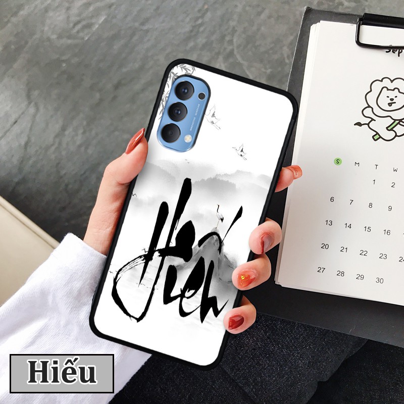 Ốp lưng kính 3D Oppo Reno 4 - chữ thư pháp ý nghĩa