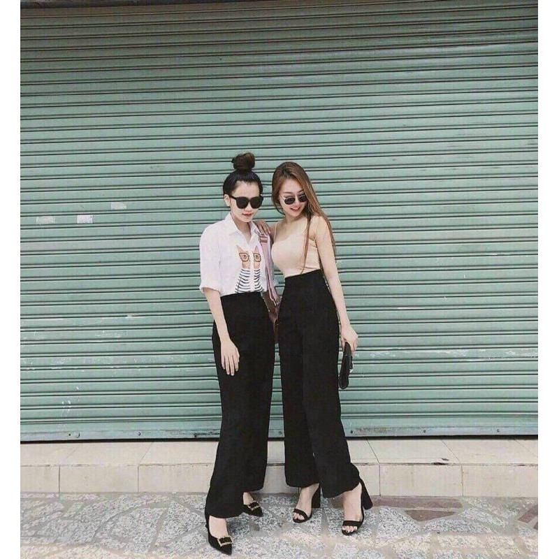 2476 QUẦN SUÔNG TÂY ĐEN ỐNG RỘNG KÉO KHOÁ | BigBuy360 - bigbuy360.vn